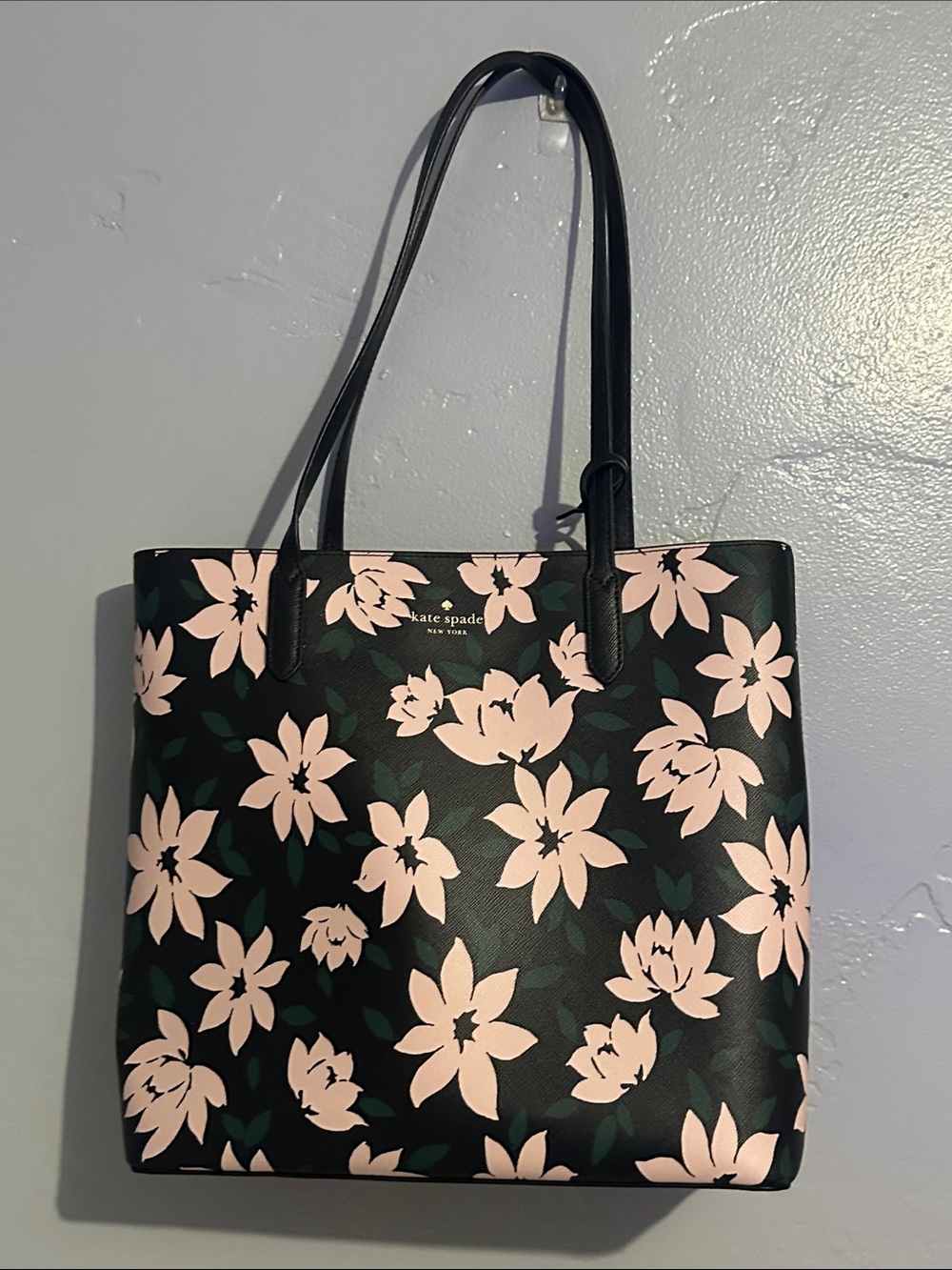 kate spade Black Tote with Pink Floral Print